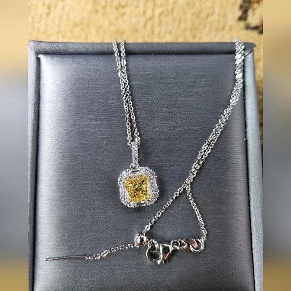 Elegant Lab Diamond Necklace - Picture 2 of 5